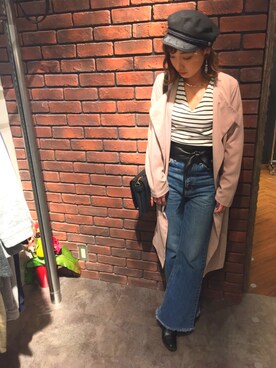 「SpRay（スプレイ）のアイテム（トレンチコート）」を使った、SpRay 大和郡山さん（レディース・152cm）の冬コーディネート