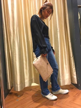 「SpRay（スプレイ）のアイテム（バッグ）」を使った、SpRay 大和郡山さん（レディース・158cm）の冬コーディネート