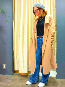 「SpRay（スプレイ）のアイテム（ハンチング/ベレー帽）」を使った、SpRay 大和郡山さん（レディース・152cm）の冬コーディネート
