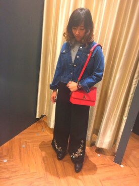 「SpRay（スプレイ）のアイテム（デニムジャケット）」を使った、SpRay 大和郡山さん（レディース・161cm）の冬コーディネート