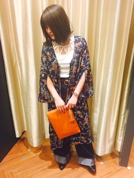 「SpRay（スプレイ）のアイテム（シャツワンピース）」を使った、SpRay 大和郡山さん（レディース・158cm）の春コーディネート