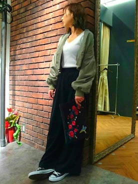 「SpRay（スプレイ）のアイテム（MA-1）」を使った、SpRay 大和郡山さん（レディース・152cm）の春コーディネート