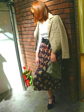 「SpRay（スプレイ）のアイテム（ライダースジャケット）」を使った、SpRay 大和郡山さん（レディース・162cm）の春コーディネート