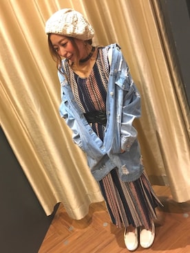「SpRay（スプレイ）のアイテム（ハンチング/ベレー帽）」を使った、SpRay 大和郡山さん（レディース・152cm）の春コーディネート