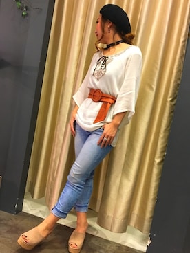 「SpRay（スプレイ）のアイテム（チュニック）」を使った、SpRay 大和郡山さん（レディース・152cm）の春コーディネート