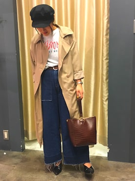 「SpRay（スプレイ）のアイテム（トレンチコート）」を使った、SpRay 大和郡山さん（レディース・158cm）の春コーディネート