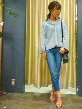 「SpRay（スプレイ）のアイテム（トップス）」を使った、SpRay 大和郡山さん（レディース・152cm）の春コーディネート