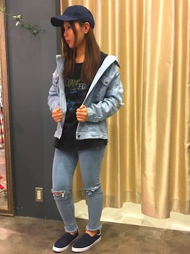 「SpRay（スプレイ）のアイテム（キャップ）」を使った、SpRay 大和郡山さん（レディース・153cm）の春コーディネート