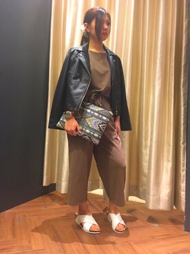 「SpRay（スプレイ）のアイテム（ライダースジャケット）」を使った、SpRay 大和郡山さん（レディース・153cm）の春コーディネート
