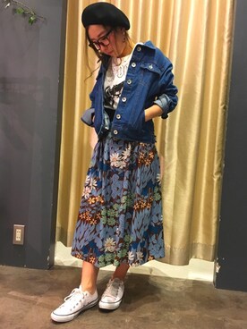 「SpRay（スプレイ）のアイテム（ハンチング/ベレー帽）」を使った、SpRay 大和郡山さん（レディース・152cm）の春コーディネート
