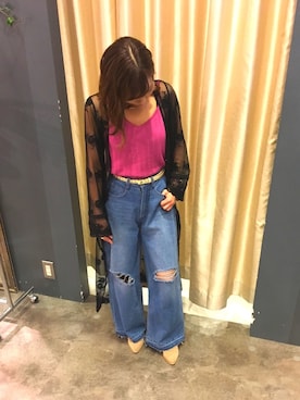 「SpRay（スプレイ）のアイテム（パンツ）」を使った、SpRay 大和郡山さん（レディース・152cm）の春コーディネート