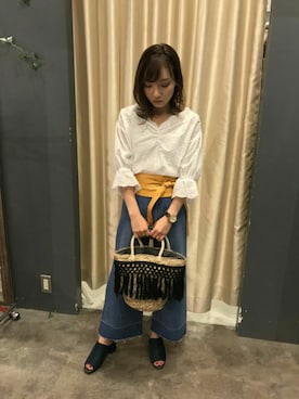 「アイテム（サンダル、グリーン系）」を使った、SpRay 大和郡山さん（レディース・152cm）の春コーディネート