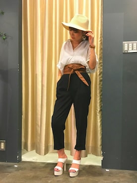 「SpRay（スプレイ）のアイテム（帽子）」を使った、SpRay 大和郡山さん（レディース・154cm）の春コーディネート