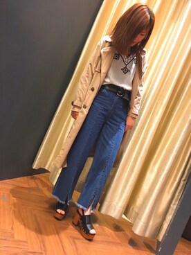 「SpRay（スプレイ）のアイテム（トレンチコート）」を使った、SpRay 大和郡山さん（レディース・162cm）の春コーディネート