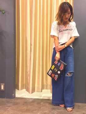 「SpRay（スプレイ）のアイテム（パンツ）」を使った、SpRay 大和郡山さん（レディース・152cm）の春コーディネート