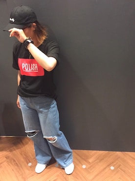 「SpRay（スプレイ）のアイテム（パンツ）」を使った、SpRay 大和郡山さん（レディース・161cm）の夏コーディネート
