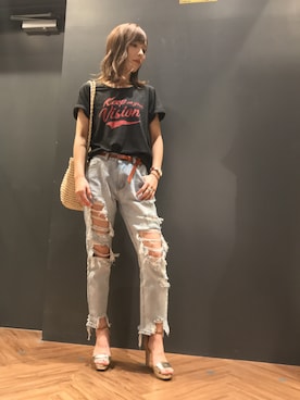 「SpRay（スプレイ）のアイテム（パンツ）」を使った、SpRay 大和郡山さん（レディース・153cm）の夏コーディネート