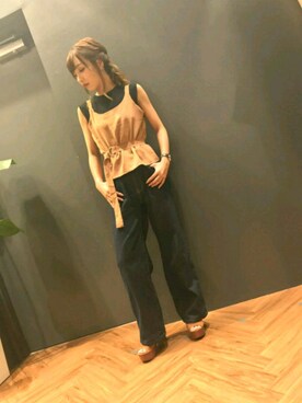 「SpRay（スプレイ）のアイテム（オールインワン・サロペット）」を使った、SpRay 大和郡山さん（レディース・152cm）の夏コーディネート