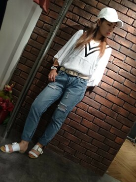 「SpRay（スプレイ）のアイテム（キャップ）」を使った、SpRay 大和郡山さん（レディース・152cm）の夏コーディネート