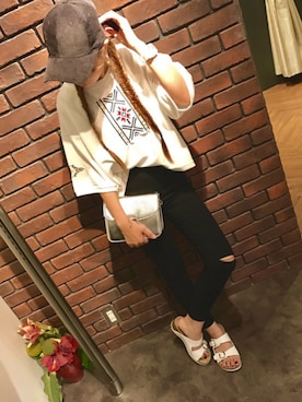 「SpRay（スプレイ）のアイテム（キャップ）」を使った、SpRay 大和郡山さん（レディース・153cm）の夏コーディネート