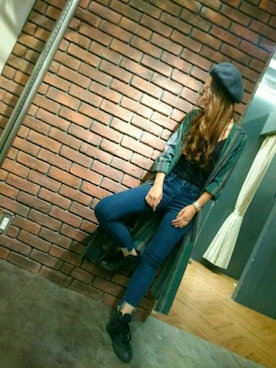 「SpRay（スプレイ）のアイテム（ハンチング/ベレー帽）」を使った、SpRay 大和郡山さん（レディース・158cm）の秋コーディネート