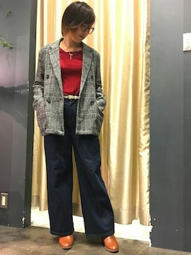 「SpRay（スプレイ）のアイテム（パンツ）」を使った、SpRay 大和郡山さん（レディース・161cm）の秋コーディネート