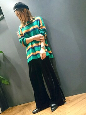 「SpRay（スプレイ）のアイテム（ハンチング/ベレー帽）」を使った、SpRay 大和郡山さん（レディース・158cm）の秋コーディネート
