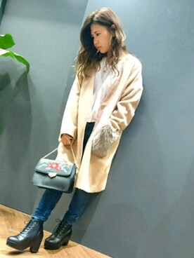 「SpRay（スプレイ）のアイテム（ブーツ）」を使った、SpRay 大和郡山さん（レディース・155cm）の秋コーディネート