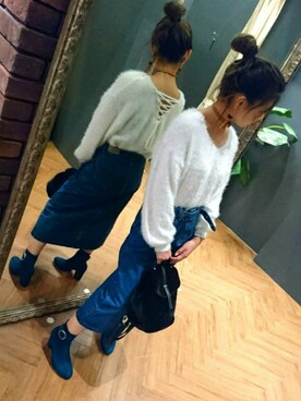 「SpRay（スプレイ）のアイテム（ブーツ）」を使った、SpRay 大和郡山さん（レディース・155cm）の秋コーディネート