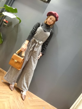 「SpRay（スプレイ）のアイテム（つなぎ/オールインワン）」を使った、SpRay 大和郡山さん（レディース・152cm）の秋コーディネート