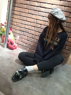 「SpRay（スプレイ）のアイテム（ハンチング/ベレー帽）」を使った、SpRay 大和郡山さん（レディース・158cm）の秋コーディネート