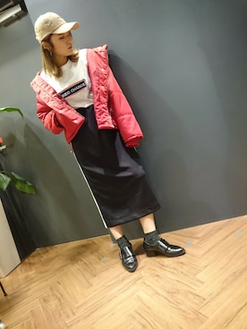 「SpRay（スプレイ）のアイテム（キャップ）」を使った、SpRay 大和郡山さん（レディース・158cm）の秋コーディネート