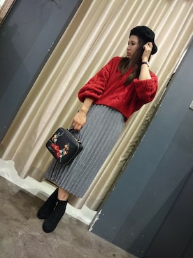 「SpRay（スプレイ）のアイテム（ブーツ）」を使った、SpRay 大和郡山さん（レディース・152cm）の秋コーディネート