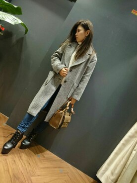 「SpRay（スプレイ）のアイテム（チェスターコート）」を使った、SpRay 大和郡山さん（レディース・152cm）の秋コーディネート