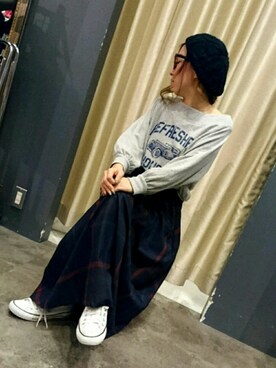 「SpRay（スプレイ）のアイテム（ハンチング/ベレー帽）」を使った、SpRay 大和郡山さん（レディース・152cm）の秋コーディネート