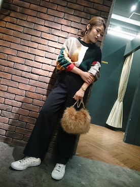 「SpRay（スプレイ）のアイテム（パンツ）」を使った、SpRay 大和郡山さん（レディース・158cm）の秋コーディネート