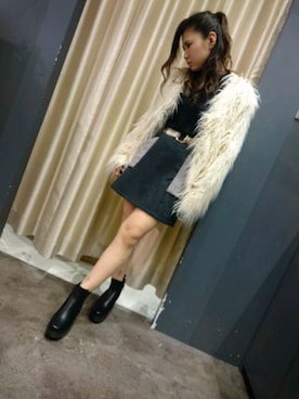 「SpRay（スプレイ）のアイテム（ノーカラージャケット）」を使った、SpRay 大和郡山さん（レディース・153cm）の冬コーディネート