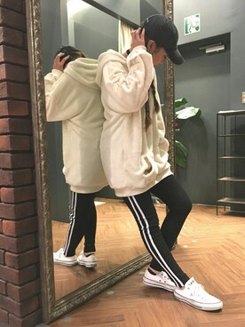 「SpRay（スプレイ）のアイテム（キャップ）」を使った、SpRay 大和郡山さん（レディース・154cm）の冬コーディネート