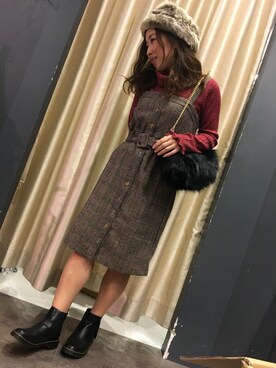 「SpRay（スプレイ）のアイテム（ワンピース/ドレス）」を使った、SpRay 大和郡山さん（レディース・153cm）の冬コーディネート