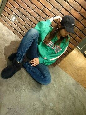 「SpRay（スプレイ）のアイテム（帽子）」を使った、SpRay 大和郡山さん（レディース・153cm）の冬コーディネート