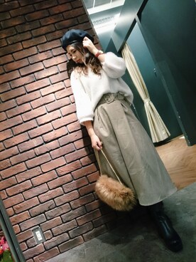 「SpRay（スプレイ）のアイテム（ブーツ）」を使った、SpRay 大和郡山さん（レディース・153cm）の冬コーディネート