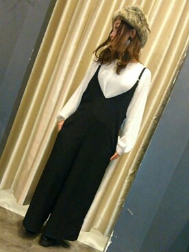 「SpRay（スプレイ）のアイテム（つなぎ/オールインワン）」を使った、SpRay 大和郡山さん（レディース・153cm）の冬コーディネート