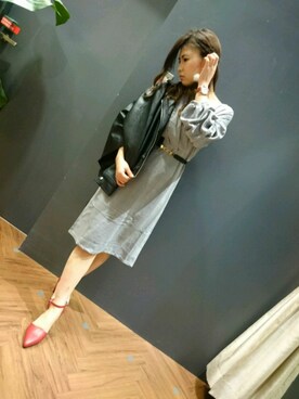 「SpRay（スプレイ）のアイテム（ライダースジャケット）」を使った、SpRay 大和郡山さん（レディース・155cm）の冬コーディネート