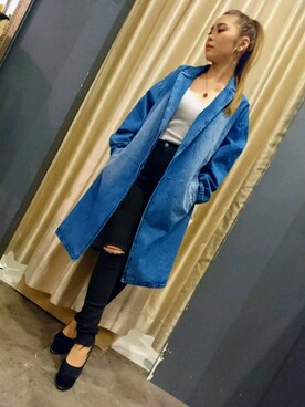 「SpRay（スプレイ）のアイテム（ノーカラージャケット）」を使った、SpRay 大和郡山さん（レディース・153cm）の冬コーディネート