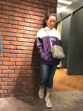 「SpRay（スプレイ）のアイテム（ナイロンジャケット）」を使った、SpRay 大和郡山さん（レディース・152cm）の冬コーディネート