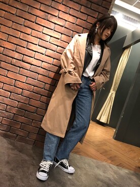 「SpRay（スプレイ）のアイテム（ライダースジャケット）」を使った、SpRay 大和郡山さん（レディース・158cm）の冬コーディネート