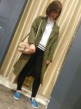 「SpRay（スプレイ）のアイテム（トレンチコート）」を使った、SpRay 大和郡山さん（レディース・160cm）の春コーディネート