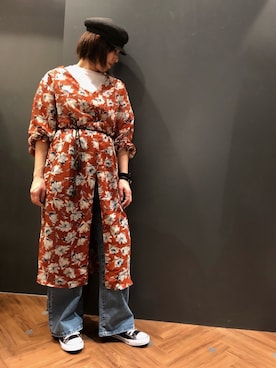 「SpRay（スプレイ）のアイテム（帽子）」を使った、SpRay 大和郡山さん（レディース・160cm）の春コーディネート