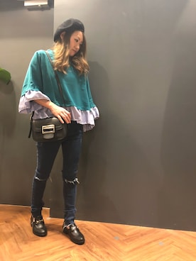 「SpRay（スプレイ）のアイテム（ハンチング/ベレー帽）」を使った、SpRay 大和郡山さん（レディース・153cm）の春コーディネート