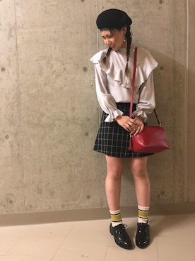 「SpRay（スプレイ）のアイテム（ハンチング/ベレー帽）」を使った、SpRay 大和郡山さん（レディース・155cm）の春コーディネート
